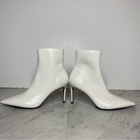 Jeffery Campbell Pointy Toe Faux Leather White Bootie 8 1/2 - Picture 7 of 14